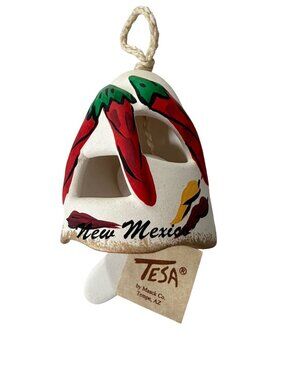 Vintage TESA New Mexico Chile Pepper Pottery Wind Bell Maack Co Tempe AZ 3”